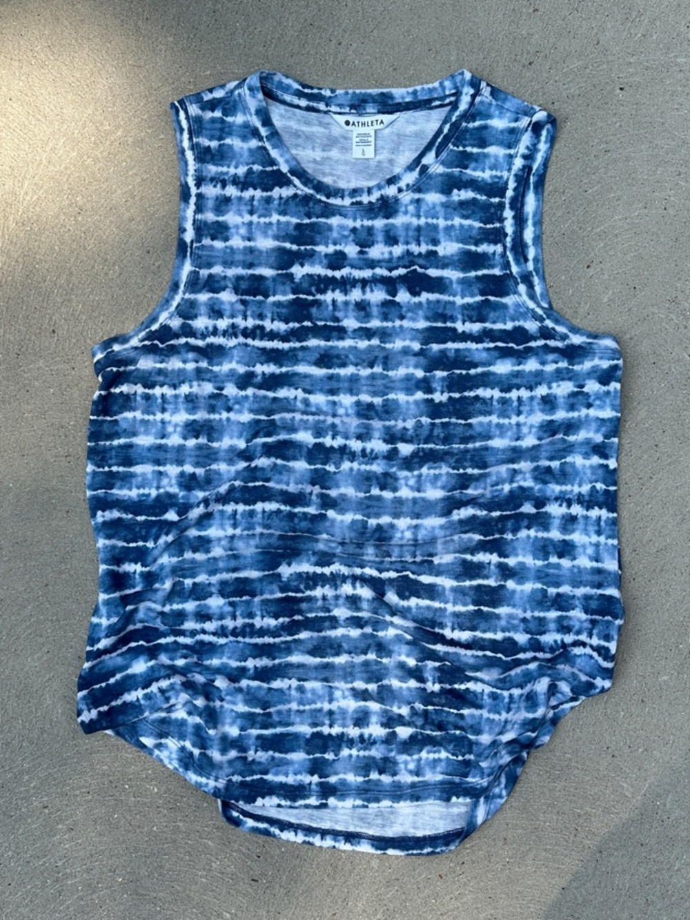 Athleta Navy and White Tie-Dye Breezy Tank